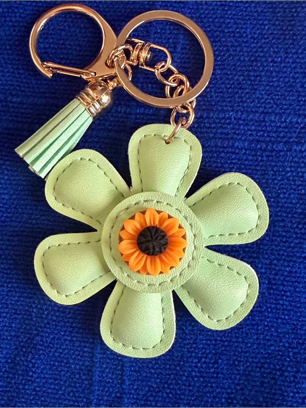 Flower Leather Keychain Charm - Assorted Colors